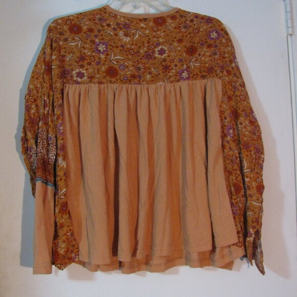Easel Babydoll Top Small Orange Floral Oversized Flowy One Size Fits Most - Picture 5 of 5